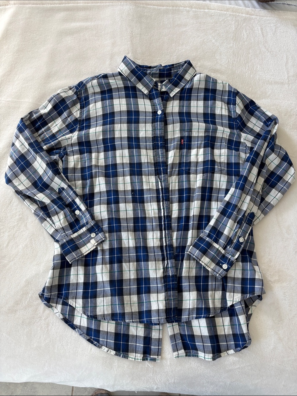Levi's Blue and White Plaid Button-Down Shirt